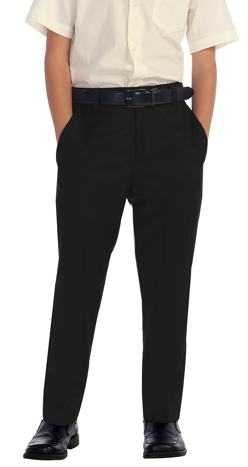 Gioberti Boys Flat Front Dress Pants, Black, 10 - Image 1